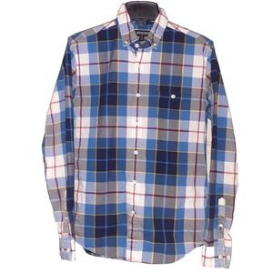 Express‎ Men's Small Button up Long Sleeve Shirt Blue Red Plaid